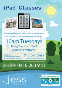 iPad Classes at Hunter Wetlands every Tuesday at 10am